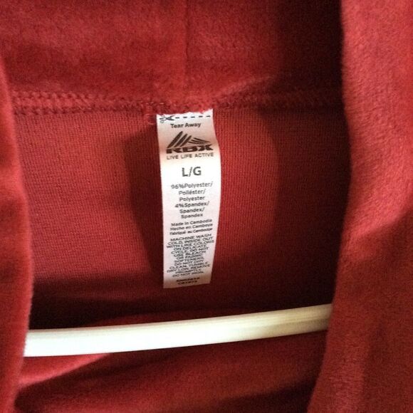 RBX Size L velour red long sleeve pullover Active - Picture 4 of 4